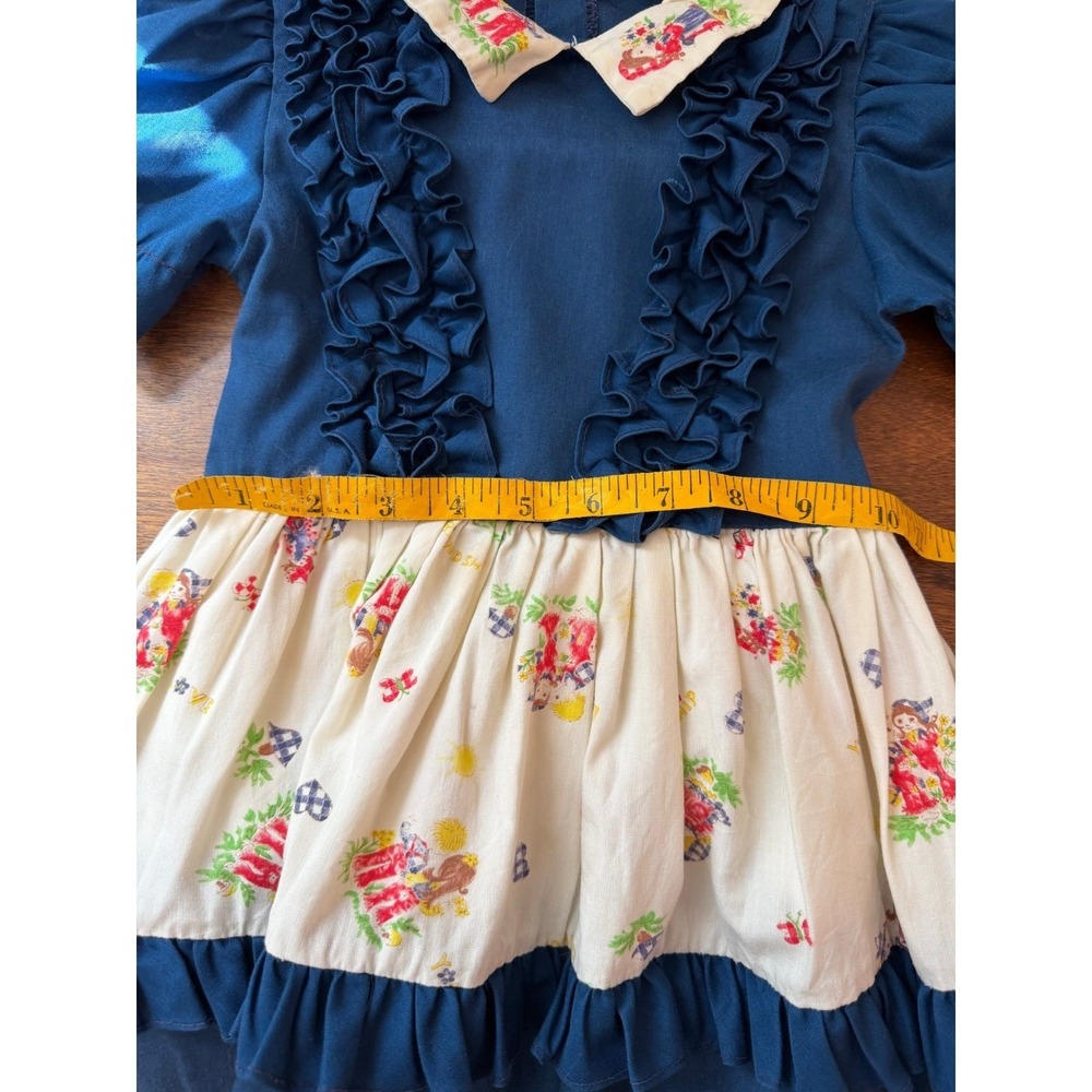 Vintage Jill Lynn Girls Blue Prairie Dress Ruffle Collar Cottagecore - Picture 5 of 8